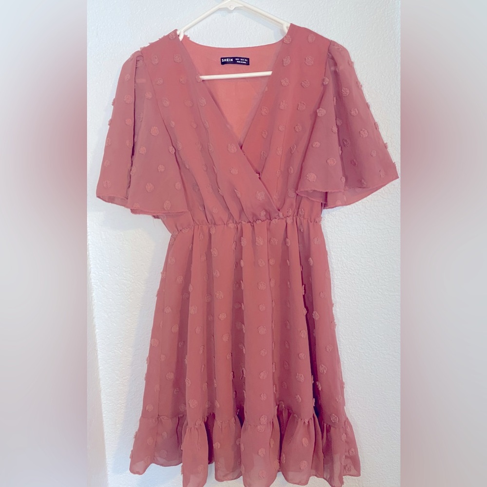 SHEIN Polka-Dot Dress - Dusty Rose